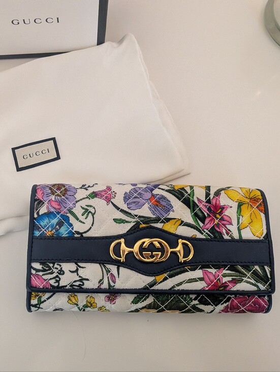Gucci Handbags - Gucci Flora Horsebit Oversized Wallet Canvas & Leather